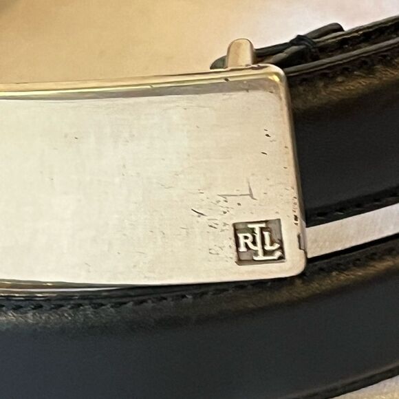 Ralph Lauren skinny black leather belt, size M, 36” excellent preowned condition - Picture 2 of 10